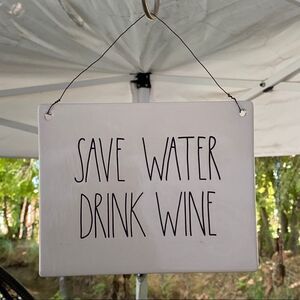 Rae Dunn Ceramic Wall Hanging Save Water Drink Wine